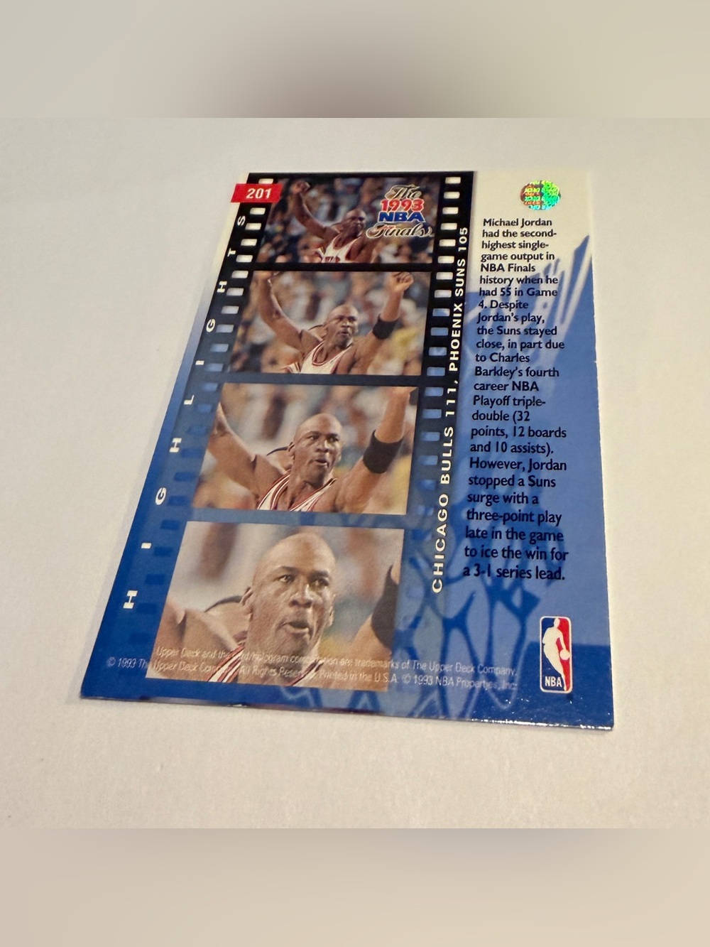 Michael Jordan 1993 Upper Deck Basketball Card # 201 Vintage Collectible - Picture 3 of 3
